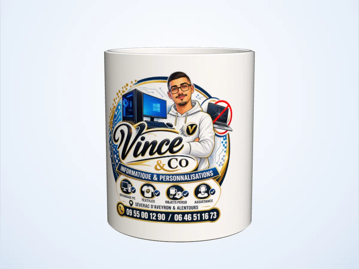 Logo net imprimé sur un mug